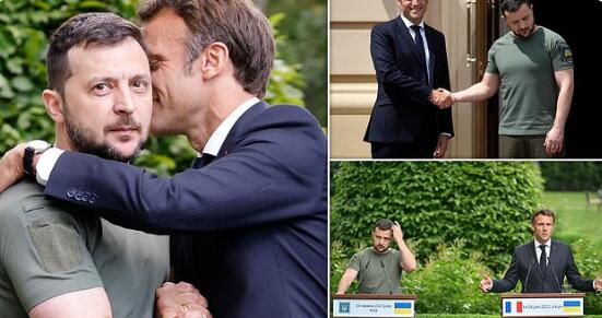 马克龙和泽连斯基拥抱一幕引热议