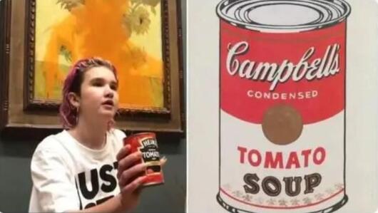 梵高向日葵被泼番茄汁